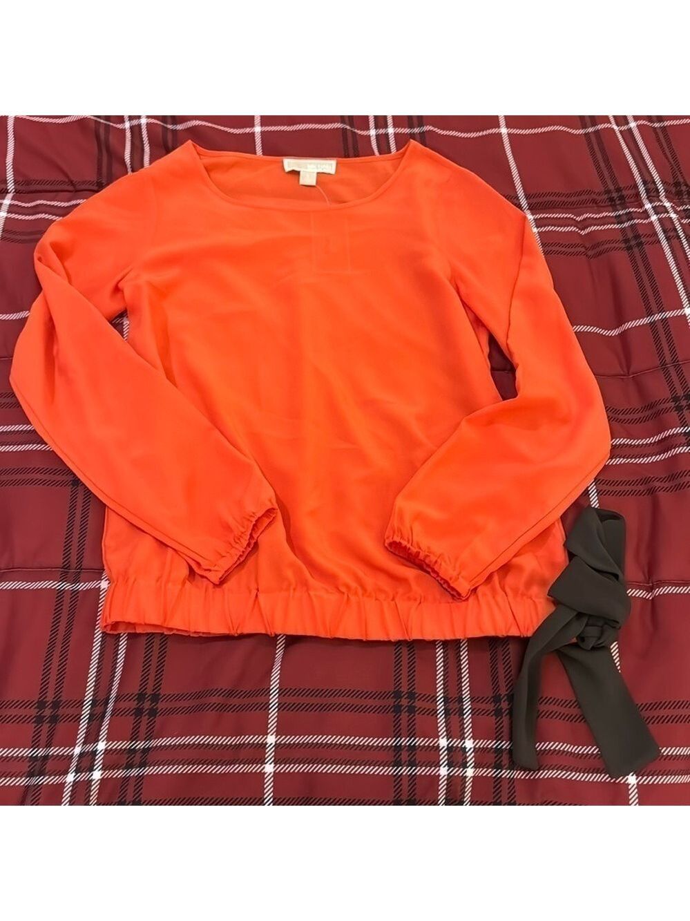 Michael Kors Orange Tie Bottom Blouse Small NWT